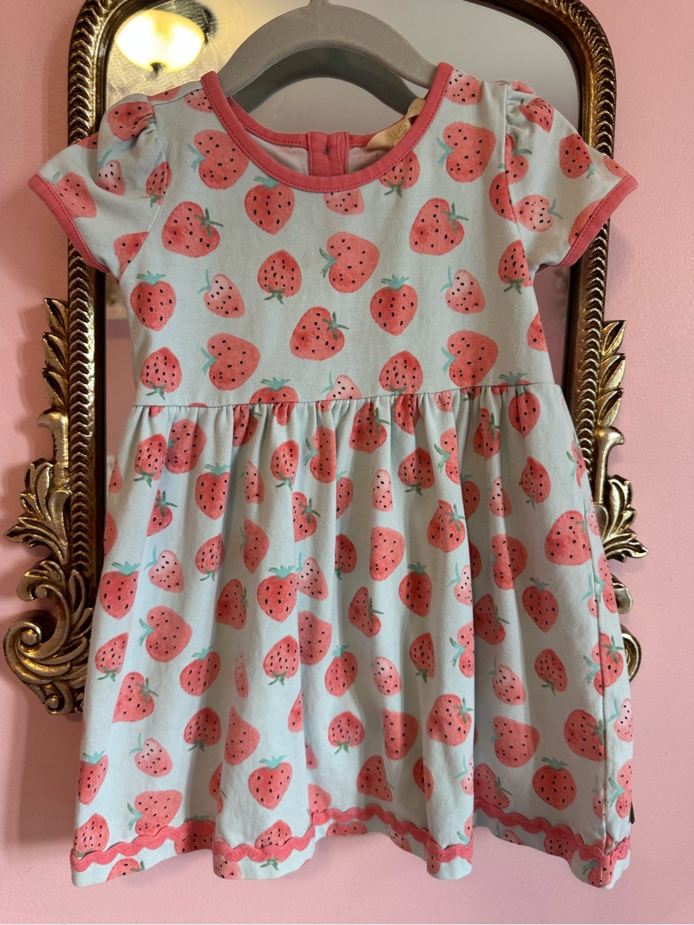 Matilda Jane Pink Strawberry Print Short Sleeve Dress
